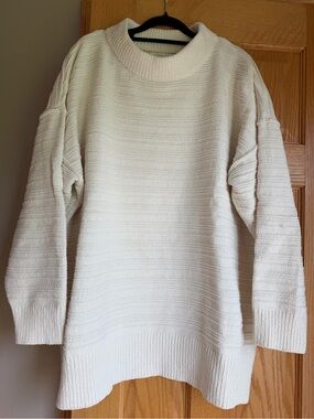 Chic Soul Cream Horizontal Ribbed Knit Oversized Slouchy Sweater Plus Size 1X